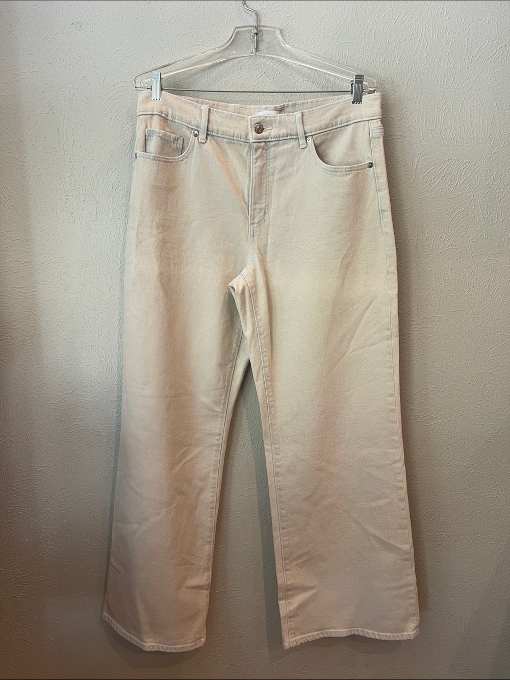 Loft High-Rise Wide-Leg Womens Size 8 Jeans in Cream